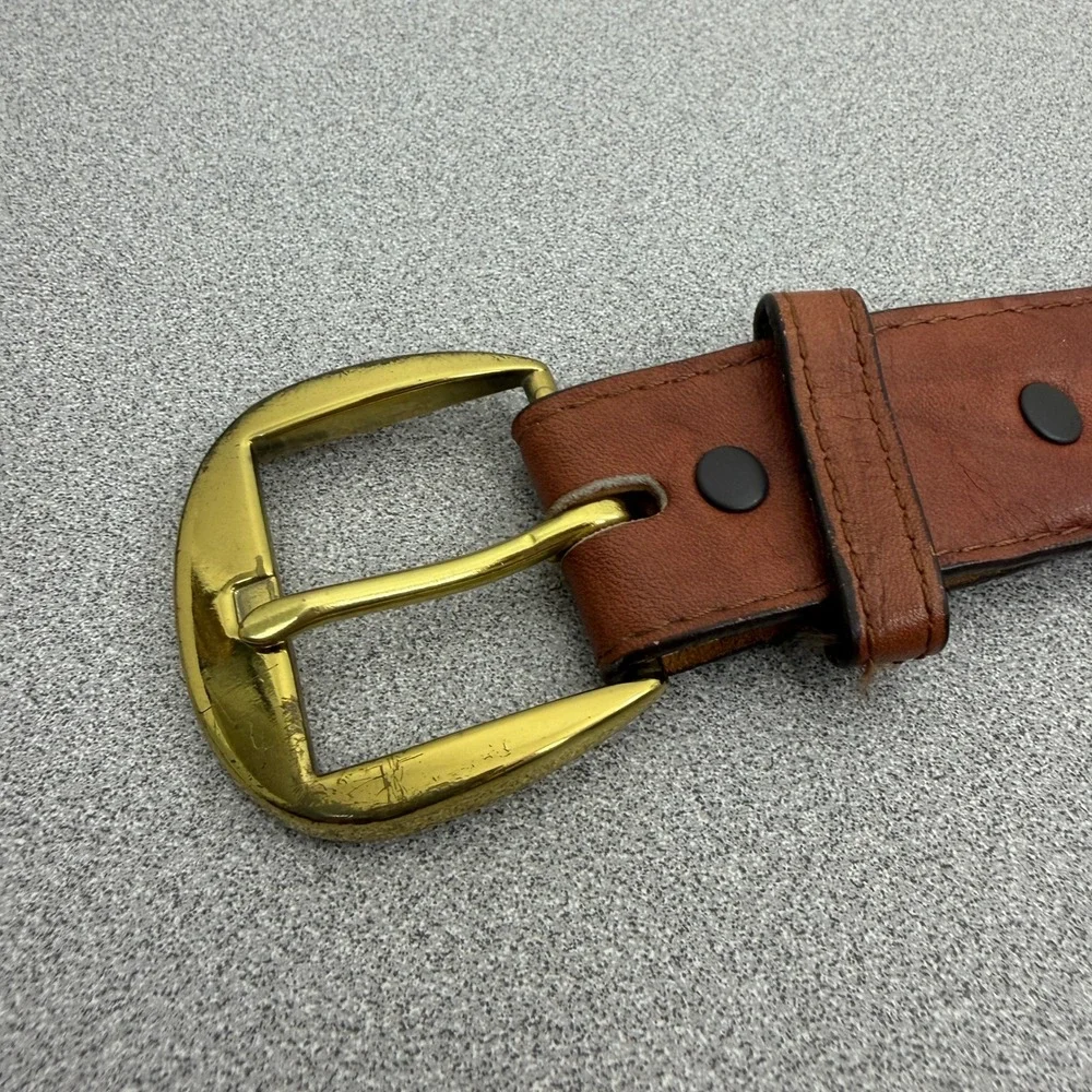 Tony Lama Belt Mens 44 Brown Leather Western Brass Buckle Made in USA Cowboy